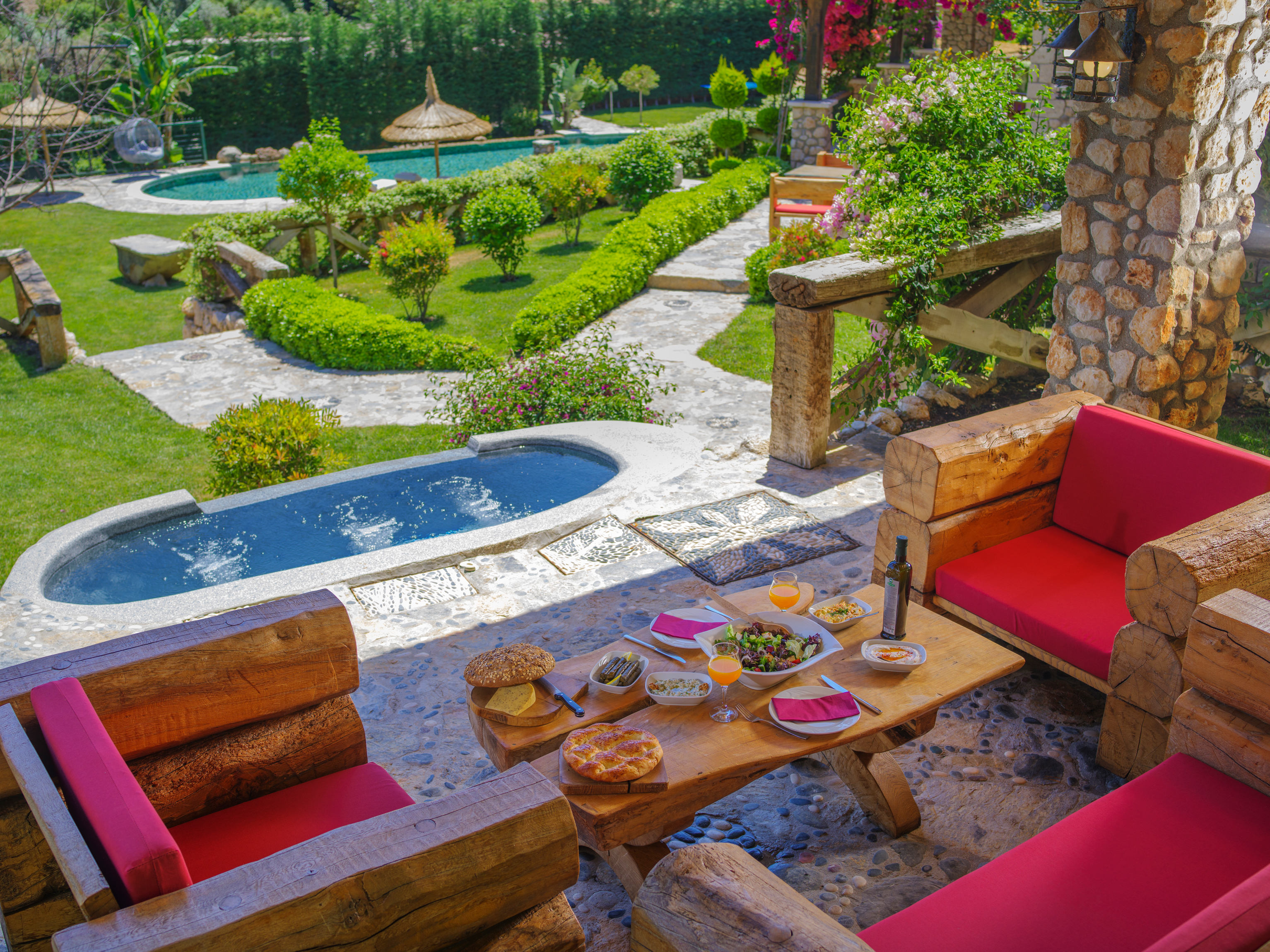 Villa gemile garden terrace dining jacuzzi view