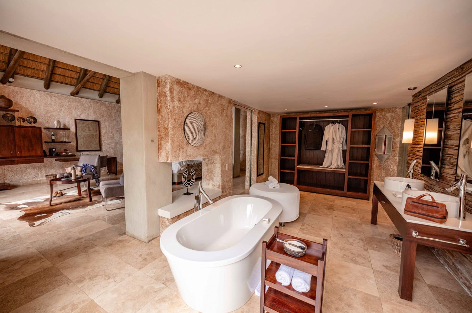 Kapama southern camp villa open plan bathroom