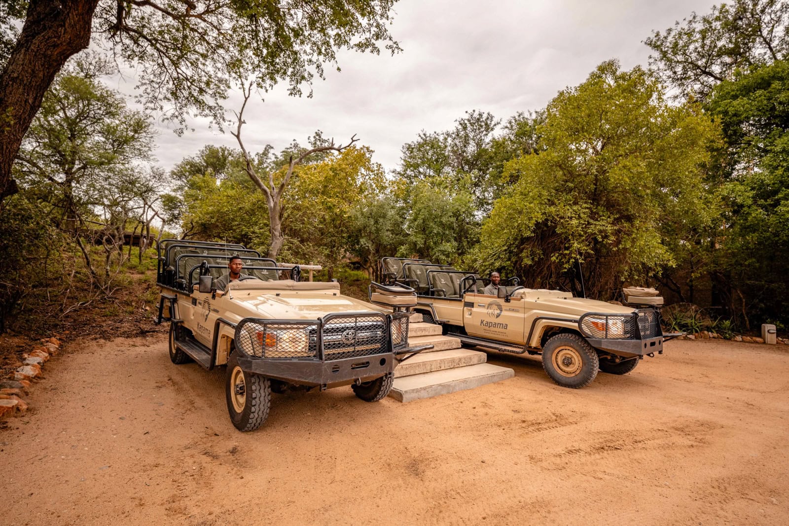 Kapama southern camp safari vehicle loading bays